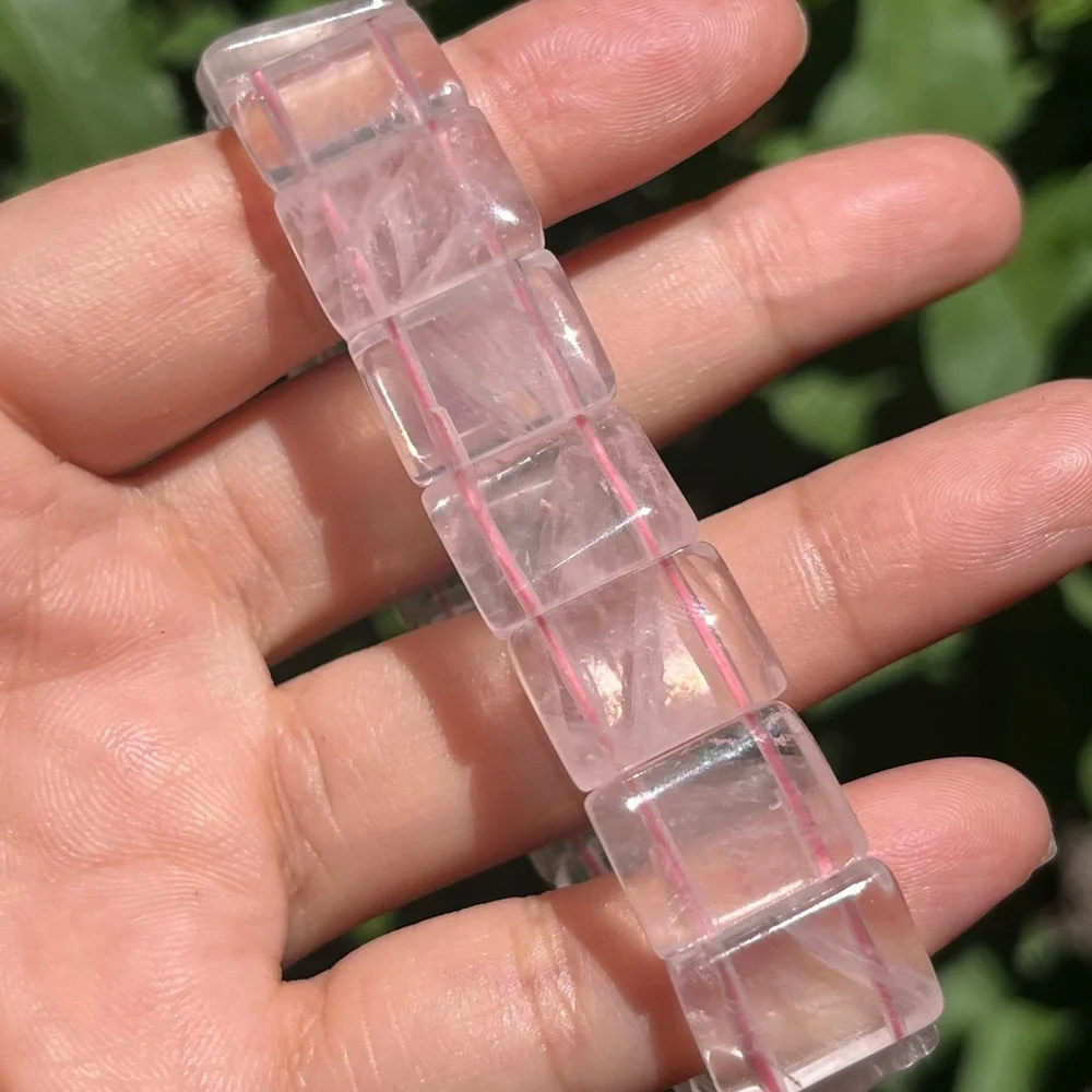 6.75 inches Stretchable high quality translucent‎ rose quartz soft bangle
